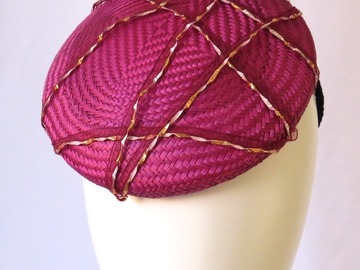 For Sale: Magenta Pink Striped Buntal Button