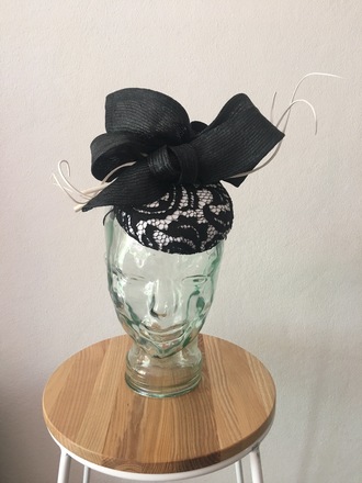 black and white pillbox hat