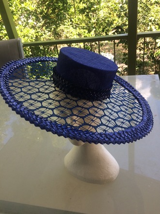 blue boater hat