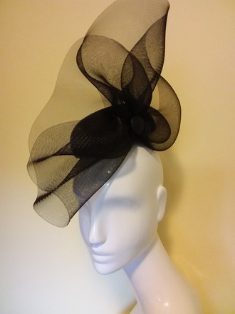 black leather fascinator