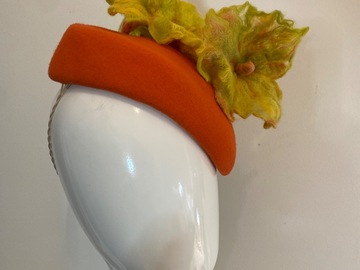 For Sale: Orange wool felt percher with hand felted flowers