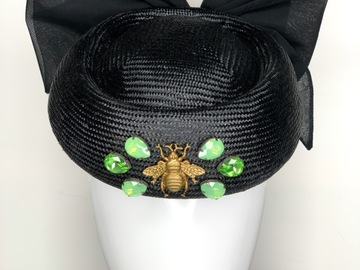 For Rent: Black & Green pillbox hat with large bow