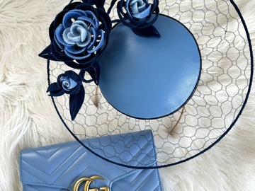 For Rent: Navy and light blue round leather veiled percher