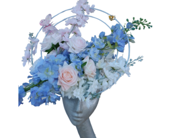 For Sale: Floral Blue & Pink Hoop headpiece