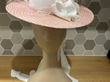 For Sale: Millinery Jill  NEW Pink, cream & white Boater