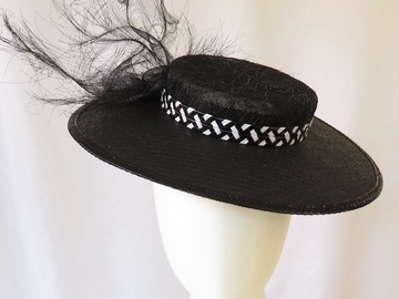 For Sale: Black and White Boater Hat