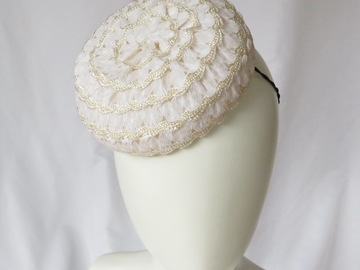 For Sale: Cream Winter White Vintage Braid Button