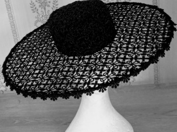 For Sale: Black lace boater hat