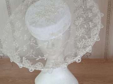 For Sale: Beautiful ivory lace and bead boater hat