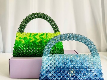 For Rent: Beaded gradient top handle clutch - blue or green