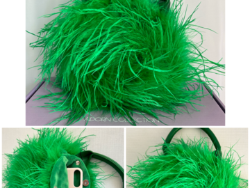 For Rent: Ostrich feather top handle bag – green