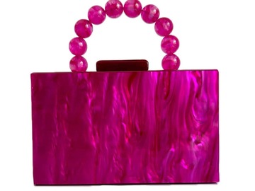 For Rent: Magenta rectangle beaded top handle clutch