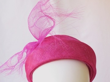 For Sale: Magenta Pink Sinamay Headband Headpiece